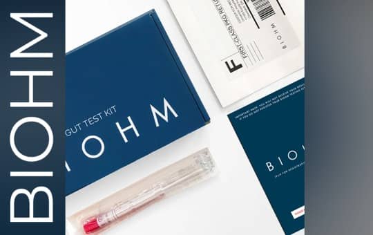 BIOHM gut test and mailing slip